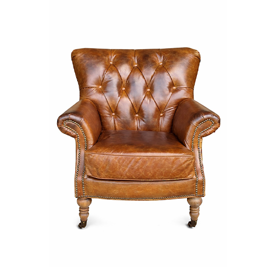 Harrington Aged Full Grain Leather Chair - Vintage Tan